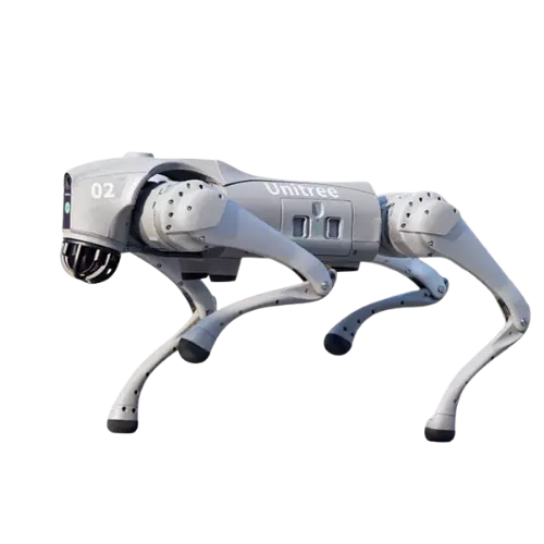 Unitree Go2, robot cuadrúpedo, vista de estudio